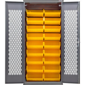 Global Industrial Configurable Ventilated Cabinet Powered 36"W x 24"D x 78"H 30 Yellow Bins 