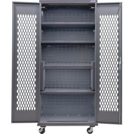 Global Industrial Configurable Ventilated Mobile Charging Cabinet 36"W x 24"D x 85"H 4 Shelves 