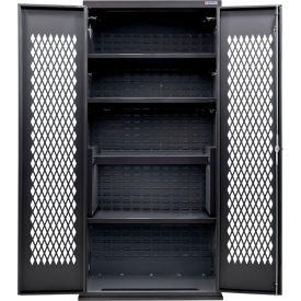 Global Industrial Configurable Ventilated Charging Cabinet 36"W x 24"D x 78"H Black 4 Shelf 