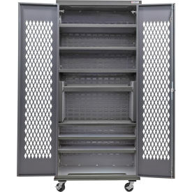 Global Industrial Configurable Ventilated Mobile Charging Cabinet 36"W x 24"D x 85"H 7 Shelves 