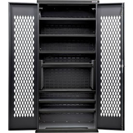 Global Industrial Configurable Ventilated Charging Cabinet 36"W x 24"D x 78"H Black 7 Shelf 