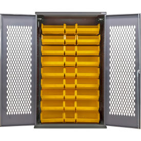 Global Industrial Configurable Ventilated Cabinet Powered 48"W x 24"D x 78"H 30 Yellow Bins 