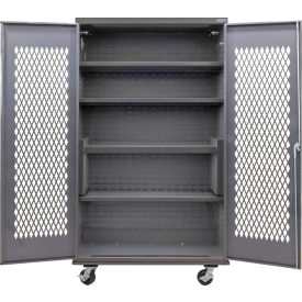 Global Industrial Configurable Ventilated Mobile Charging Cabinet 48"W x 24"D x 85"H 4 Shelves 