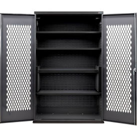 Global Industrial Configurable Ventilated Charging Cabinet 48"W x 24"D x 78"H Black 4 Shelf 