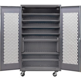 Global Industrial Configurable Ventilated Mobile Charging Cabinet 48"W x 24"D x 85"H 7 Shelves 