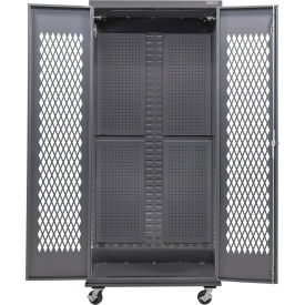 Global Industrial Configurable Ventilated Mobile Full Pegboard Cabinet 36"W x 24"D x 85"H Gray 
