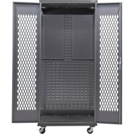 Global Industrial Configurable Ventilated Mobile Pegboard Cabinet 36"W x 24"D x 85"H Gray 