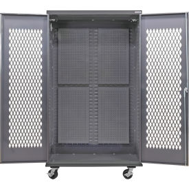 Global Industrial Configurable Ventilated Mobile Full Pegboard Cabinet 48"W x 24"D x 85"H Gray 