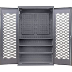 Global Industrial Configurable Ventilated Pegboard Cabinet 48"W x 24"D x 78"H Gray 3 Shelf 