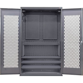 Global Industrial Configurable Ventilated Pegboard Cabinet 48"W x 24"D x 78"H Gray 4 Shelf 