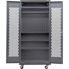 Global Industrial Configurable Ventilated Mobile Wardrobe Cabinet 36Wx24Dx85H Gray 4 Shelf 
