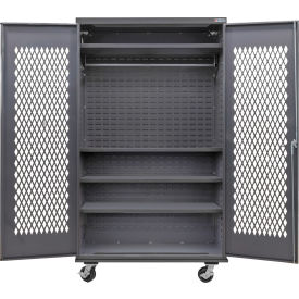 Global Industrial Configurable Ventilated Mobile Wardrobe Cabinet 48W x 24D x 85H Gray 4 Shelf 