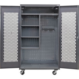 Global Industrial Configurable Ventilated Mobile Janitorial Cabinet Powered 48x24x85Gray4 Shelf 