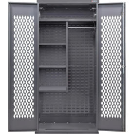 Global Industrial Configurable Ventilated Combination Cabinet Powered 36Wx24Dx78HGray4 Shelf 