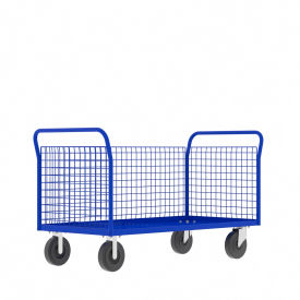 3-Sided Platform Cage Cart, Blue view 2