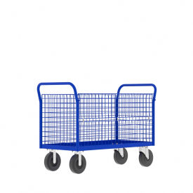 4-Sided Platform Cage Cart, Blue view 2