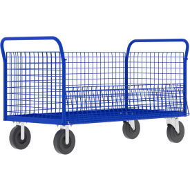 4-Sided Platform Cage Cart, 64"L x 30"W, 1600 lb. Capacity, Blue view 2