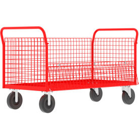 4-Sided Platform Cage Cart, 64"L x 30"W, 1600 lb. Capacity, Red view 2