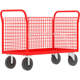4-Sided Platform Cage Cart, 52"L x 24"W, 1600 lb. Capacity, Red view 2