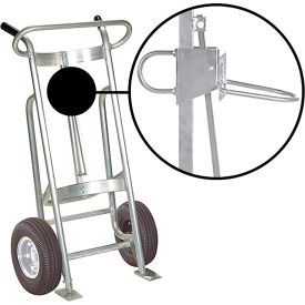 Valley Craft Hand Truck For Plastic Drums, Pneumatic Wheels, Silver view 2