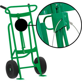 Hand Truck For Steel/Plastic/Fiber Drums, Pneumatic Wheels, Green view 2
