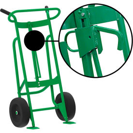 Hand Truck For Steel/Plastic/Fiber Locking Cover Drums, Pneumatic Wheels, Green view 2