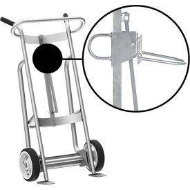 2-Wheel Hand Truck For Plastic Drums, Solid Rubber Wheels, Silver view 2
