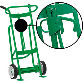 2-Wheel Hand Truck For Steel/Plastic/Fiber Drums, Solid Rubber Wheels, Green view 2