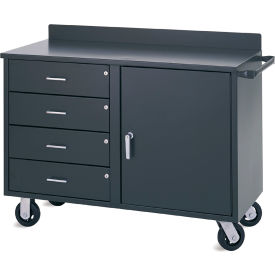 Mobile Utility Cabinet w/ 4 Drawers, 1 Door & Shelf, 51"W x 22"D, Gray view 2