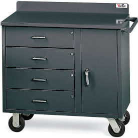 Mobile Utility Cabinet with 4 Drawers & 1 Door, 41"W x 22"D, Gray view 2