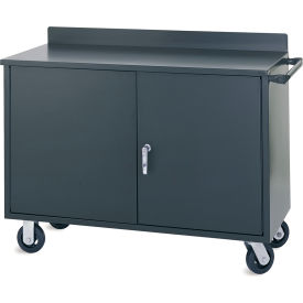 Mobile Shelf Cabinet, 2 Doors, 1 Full Length Shelf, 41''W x 22''D, Gray view 2