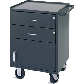 Mobile Utility Cabinet w/ 2 Drawers & 1 Compartment, 28"W x 20"D, Gray view 2