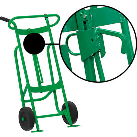 2-Wheel Hand Truck For Steel/Plastic/Fiber Drums, Rubber Wheels, Green view 2
