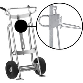 Hand Truck with Hand Brake For Plastic Drums, Pneumatic Wheels, Silver view 2