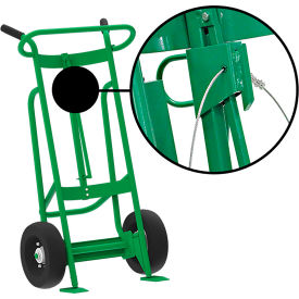 Hand Truck with Hand Brake For Steel/Plastic/Fiber Drums, Pneumatic Wheels, Green view 2