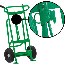 Hand Truck with Hand Brake For Fiber Drums, Pneumatic Wheels, Green view 2