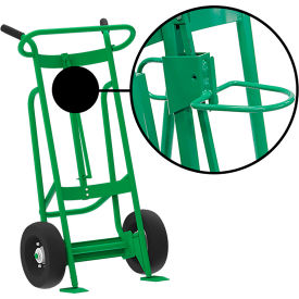 Hand Truck with Hand Brake For Plastic Drums, Pneumatic Wheels, Green view 2