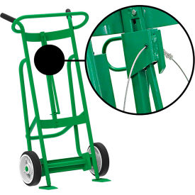 Hand Truck with Hand Brake For Steel/Plastic/Fiber Drums, Solid Rubber Wheels, Green view 2