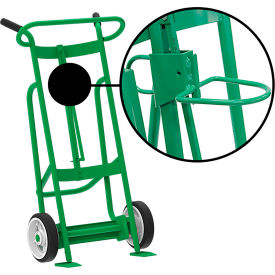 2-Wheel Hand Truck with Hand Brake For Plastic Drums, Solid Rubber Wheels, Green view 2