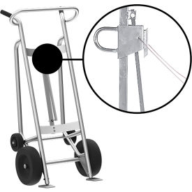 Valley Craft Hand Truck For Steel/Plastic/Fiber Drums, Pneumatic & Rear Poly Wheels, Silver view 2