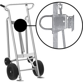 Hand Truck For Fiber Drums, Pneumatic & Rear Poly Wheels, Silver view 2