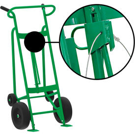 Hand Truck For Steel/Plastic/Fiber Drums, Pneumatic & Rear Poly Wheels, Green view 2