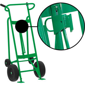 Hand Truck For Fiber Drums, Pneumatic & Rear Poly Wheels, Green view 2