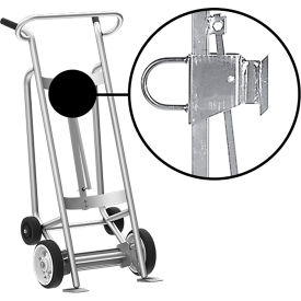 4-Wheel Hand Truck For Fiber Drums, Solid Rubber & Rear Poly Wheels, Silver view 2