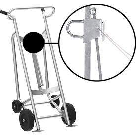 Hand Truck For Steel/Plastic/Fiber Drums, Rubber & Rear Poly Wheels, Silver view 2
