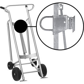 4-Wheel Hand Truck For Fiber Drums, Rubber & Rear Poly Wheels, Silver view 2