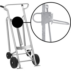 4-Wheel Hand Truck For Plastic Drums, Rubber & Rear Poly Wheels, Silver view 2