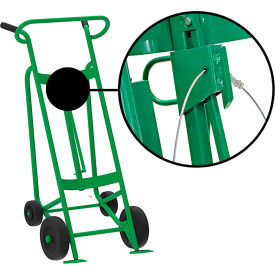 Hand Truck For Steel/Plastic/Fiber Drums, Rubber & Rear Poly Wheels, Green view 2