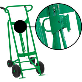 4-Wheel Hand Truck For Fiber Drums, Rubber & Rear Poly Wheels, Green view 2
