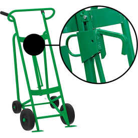 Valley Craft 4-Wheel Hand Truck For Steel/Plastic/Fiber Drums, Rubber & Rear Poly Wheels, Green view 2